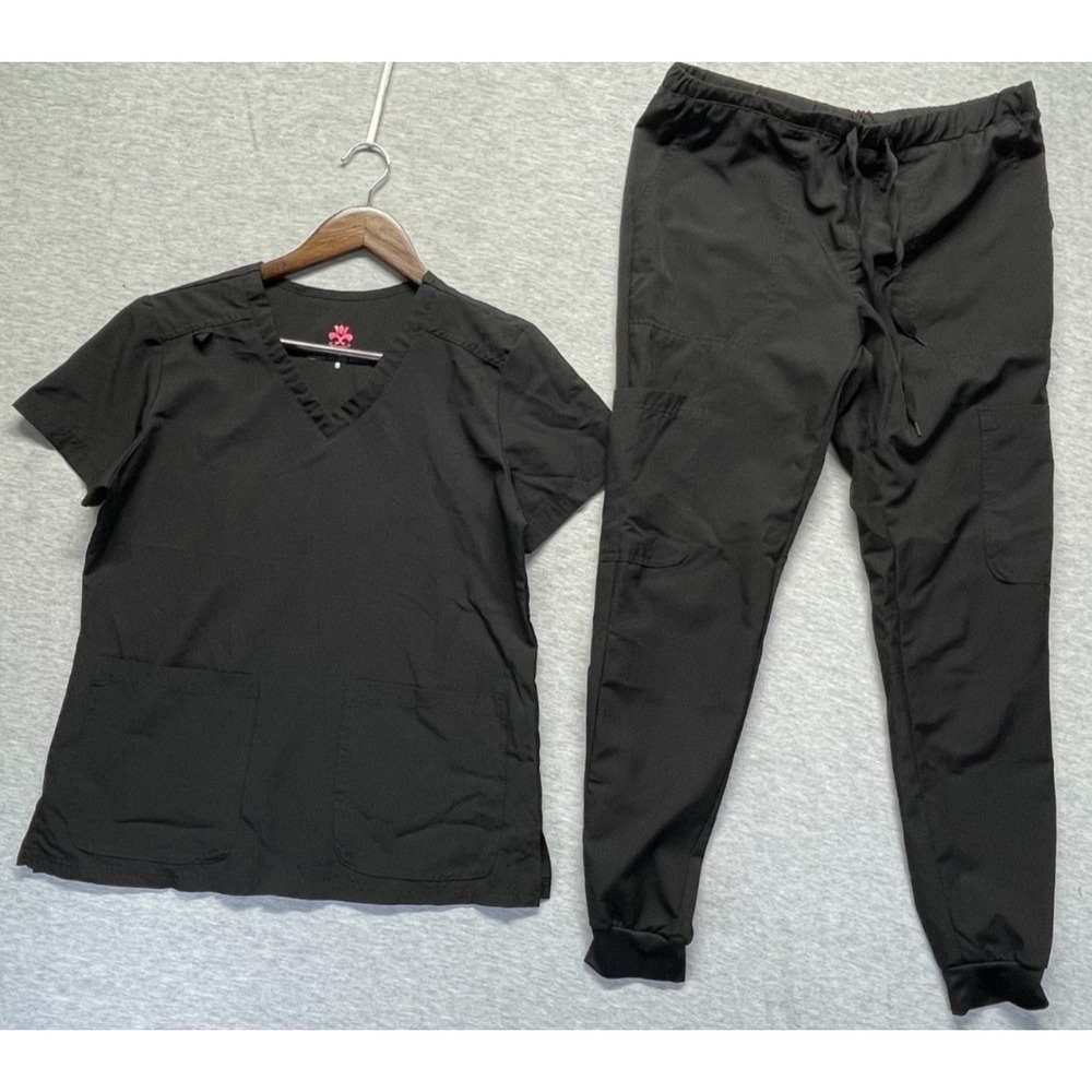 Natural Uniforms Essential Cool Stretch Jogger Scrub Set Womens S Black Medical